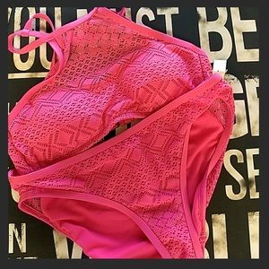 Kenneth Cole Reaction Crochet Pink Bikini